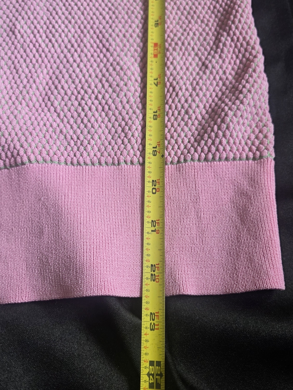 Anthropologie Current Air Light Pink Green Stretch Knit Polo Preppy Top - Picture 5 of 7